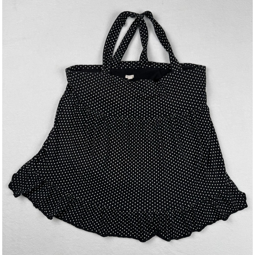 J.Crew Polka Dot‎ Halter Top Black White Ruffle Hem Size S